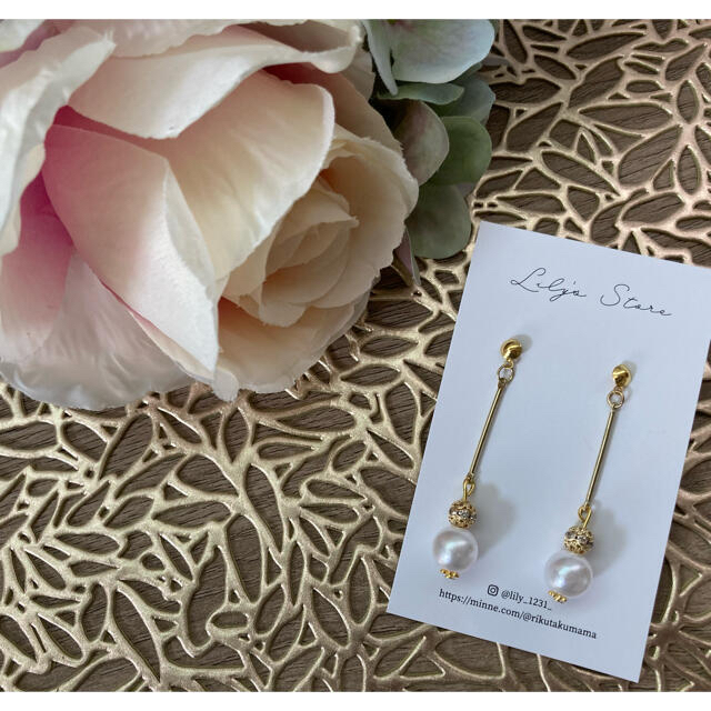 ミニころっと♡ツートン リトルウッズ 薔薇ビジューピアス/イヤリング