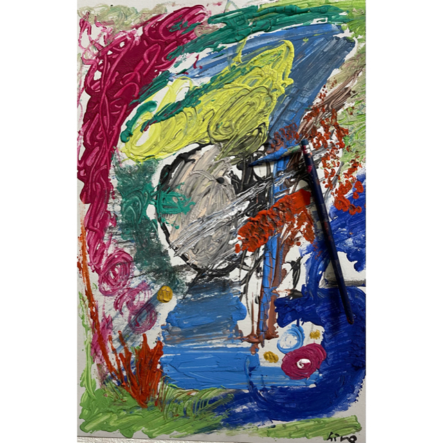 絵描きhiro C「筆が折れるまで(クソッタレの世界のため)」 エンタメ/ホビーの美術品/アンティーク(絵画/タペストリー)の商品写真