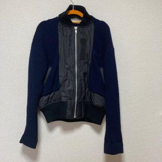 サカイ(sacai)のsacai サカイ　ニットMA-1コンビブルゾン　カーディガン(ブルゾン)