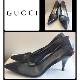 グッチ(Gucci)のグッチ♡メッシュ×ポインテッドトゥ パンプス ブラック♡(ハイヒール/パンプス)