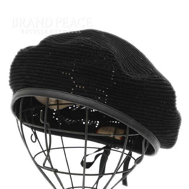 グッチ ベレー帽 レーヨン/コットン ブラック 656574 #L ハンチング+ベレー帽