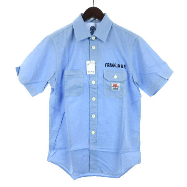 フランクリン&マーシャル ワークシャツ 半袖 胸ポケット コットン 水色 S