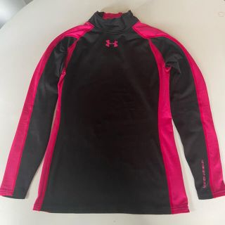 アンダーアーマー(UNDER ARMOUR)の美品☆ LG コールドギア モックネック 長袖シャツ　ピンク×黒(Tシャツ(長袖/七分))