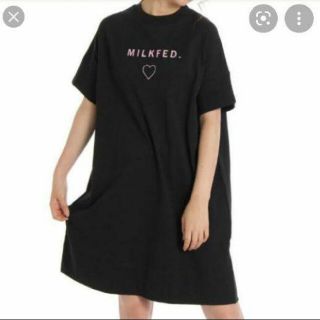 ミルクフェド(MILKFED.)のMILKFED Tシャツワンピ紺色(ひざ丈ワンピース)