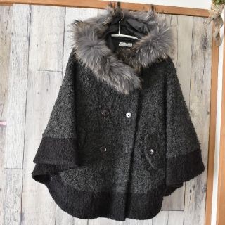 【未着用】BARNEYS NEWYORK カシミヤ100% ポンチョ ネイビー