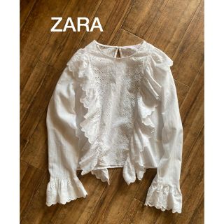 ザラ(ZARA)のZARA コットンフリル シャツ ブラウス XS(シャツ/ブラウス(長袖/七分))