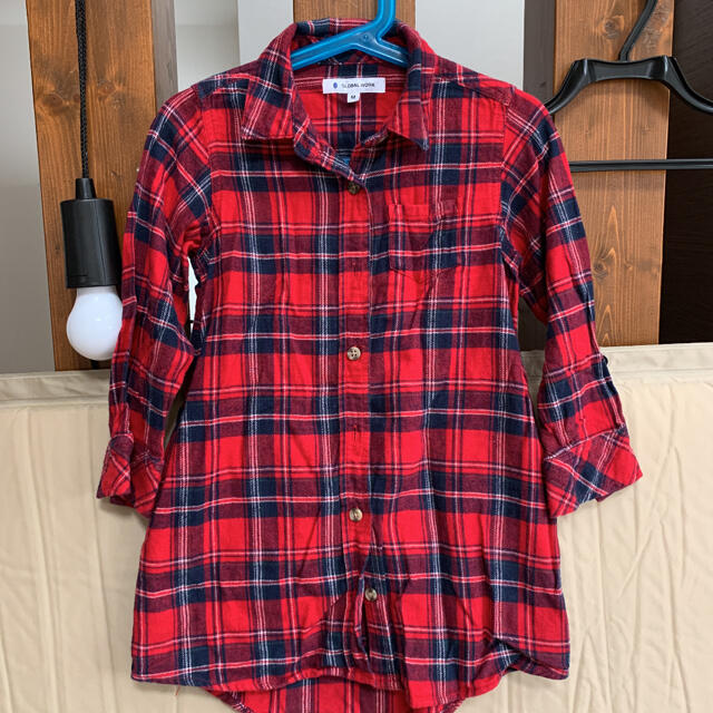 GLOBAL WORK(グローバルワーク)のチェックシャツワンピ キッズ/ベビー/マタニティのキッズ服女の子用(90cm~)(ワンピース)の商品写真