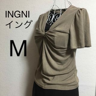 イング(INGNI)のINGNI 細見えドレープデザインカットソー M カーキ(カットソー(半袖/袖なし))