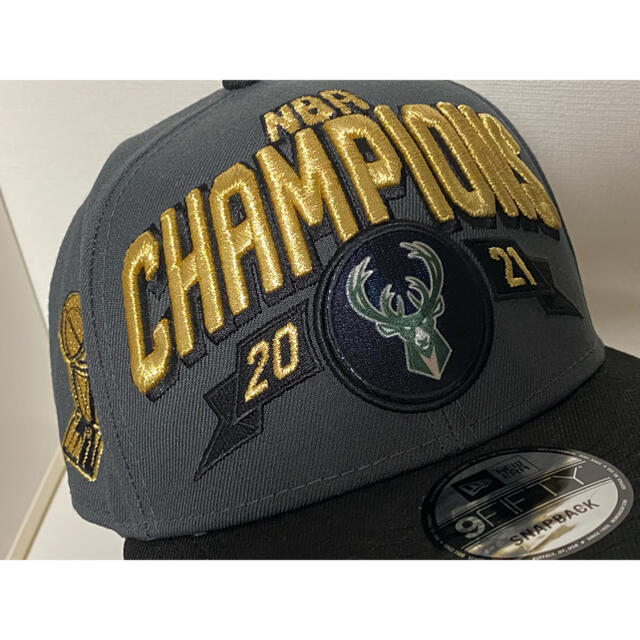 NEW ERA(ニューエラー)のNBA/ニューエラ/2021/バックス/チャンピオン/キャップ/帽子/限定/美品 メンズの帽子(キャップ)の商品写真