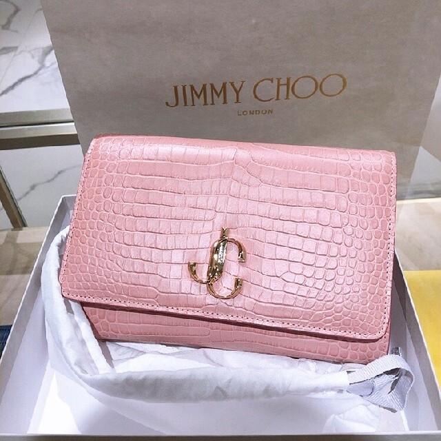 最終値下げ　新品　JIMMY CHOO　チェーンクラッチ　クロコレディース