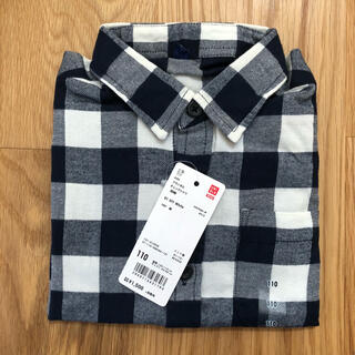 ユニクロ(UNIQLO)のユニクロ チェック フランネル シャツ 長袖 110サイズ(ブラウス)