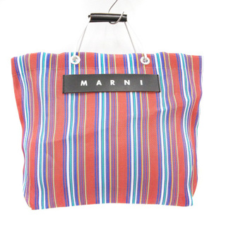 マルニ(Marni)のマルニ トートバッグ ハンドバッグ ストライプ レザー ビッグ 赤 白 青(トートバッグ)