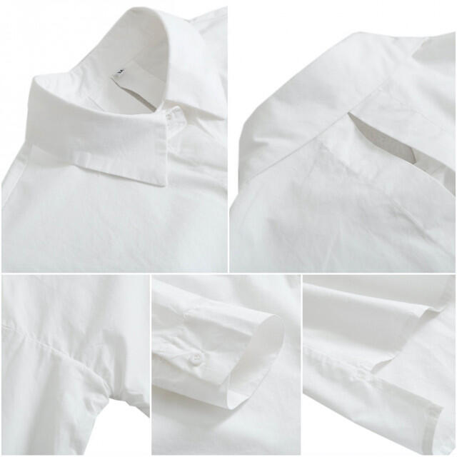 バックオープンシャツ ホワイト 長袖 白シャツ 襟 オーバーサイズ スリット 3