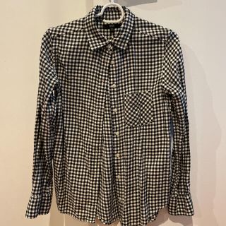 ユニクロ(UNIQLO)のused☆ユニクロ☆チェックシャツ　ブラック&ホワイト　XS(シャツ/ブラウス(長袖/七分))