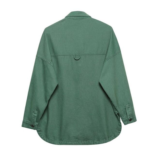 ZARA(ザラ)の🎃10月新作👻6281◆green グリーン デニムシャツジャケット レディースのジャケット/アウター(Gジャン/デニムジャケット)の商品写真