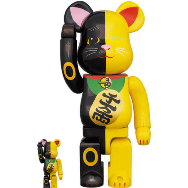 フィギュアBE@RBRICK 招き猫 黒×黄 100％ & 400％