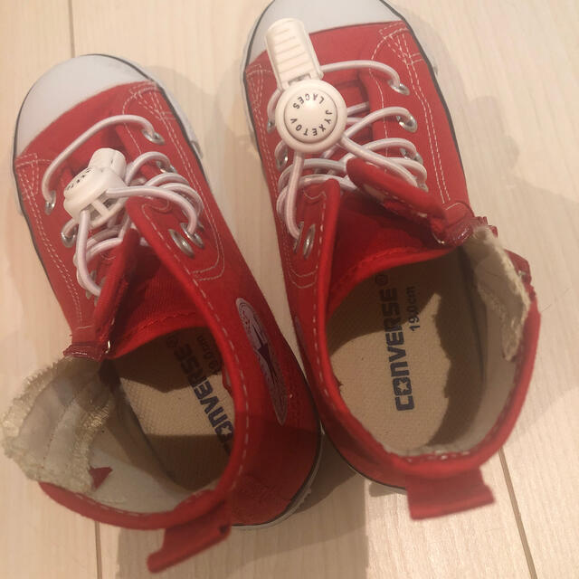 CONVERSE(コンバース)の【19.0】美品　コンバース　赤　ハイカット キッズ/ベビー/マタニティのキッズ靴/シューズ(15cm~)(スニーカー)の商品写真