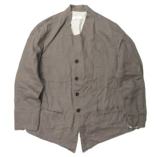 SUBTLE authentic サートル オーセンティック 日本製 Crew Jacket リネンヘリンボーン ノーカラージャケット 03(L) ブラウン カットオフ ブルゾン Silver and Gold アウター【中古】【SUBTLE authentic】(ブルゾン)