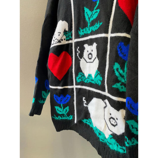 SALE 古着 ビンテージ 80s USA ハート 花柄 ニット セーター-