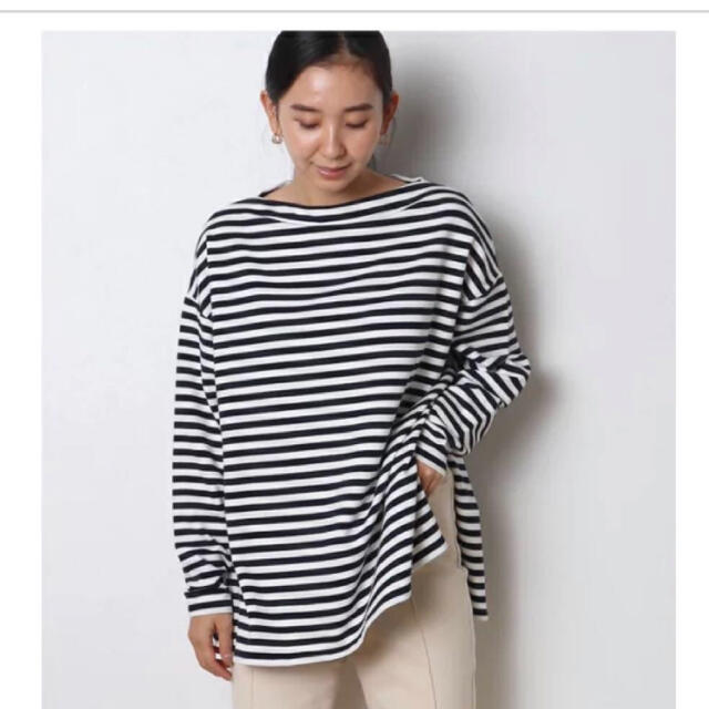 suzu様ミーリー meri  ボーダーロンT ネイビー　フリーサイズ レディースのトップス(Tシャツ(長袖/七分))の商品写真