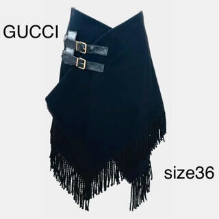 グッチ(Gucci)の美品　GUCCI 　ラップ　スカート　size36  ブラック　巻きスカート(ミニスカート)