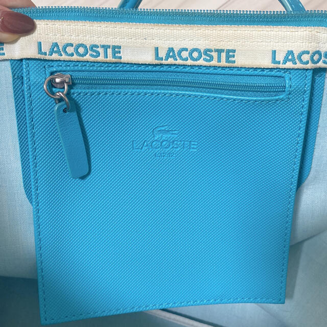 LACOSTE(ラコステ)の【最終お値下げ】トートバッグ　ラコステ　レザー A4 ブルー　LACOSTE  レディースのバッグ(トートバッグ)の商品写真