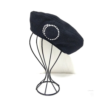 ミナペルホネン(mina perhonen)のブラック タンバリンパッチ のベレー帽 ミナペルホネン ハンドメイド(帽子)