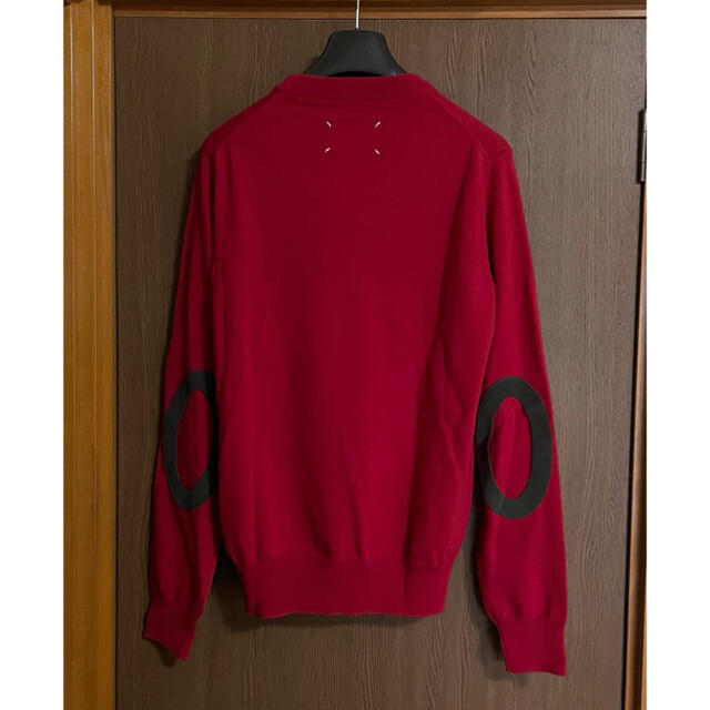 Maison Martin Margiela(マルタンマルジェラ)の赤S新品 メゾン マルジェラ エルボーパッチ ニット ウール セーター メンズ メンズのトップス(ニット/セーター)の商品写真