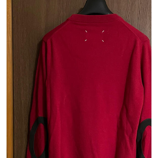 Maison Martin Margiela(マルタンマルジェラ)の赤S新品 メゾン マルジェラ エルボーパッチ ニット ウール セーター メンズ メンズのトップス(ニット/セーター)の商品写真