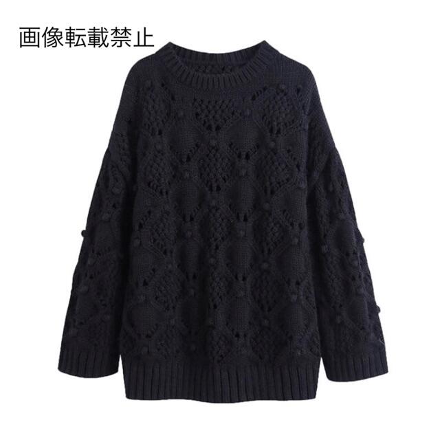 ZARA(ザラ)の🎃10月新作👻6292◆black ブラック 鍵編み ニット セーター レディースのトップス(ニット/セーター)の商品写真