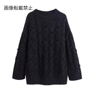 ザラ(ZARA)の🎃10月新作👻6292◆black ブラック 鍵編み ニット セーター(ニット/セーター)