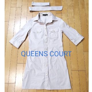 クイーンズコート(QUEENS COURT)の【美品】サイズ1   QUEENS COURT  シャツワンピース(ひざ丈ワンピース)