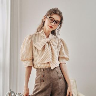 ザラ(ZARA)のtreaturself candy ribbon tie blouse(シャツ/ブラウス(半袖/袖なし))