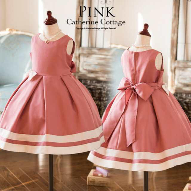 Catherine Cottage(キャサリンコテージ)の【美品】パールリボンのシンプルドレスTAK結婚式ピアノハロウィン発表会 キッズ/ベビー/マタニティのキッズ服女の子用(90cm~)(ドレス/フォーマル)の商品写真