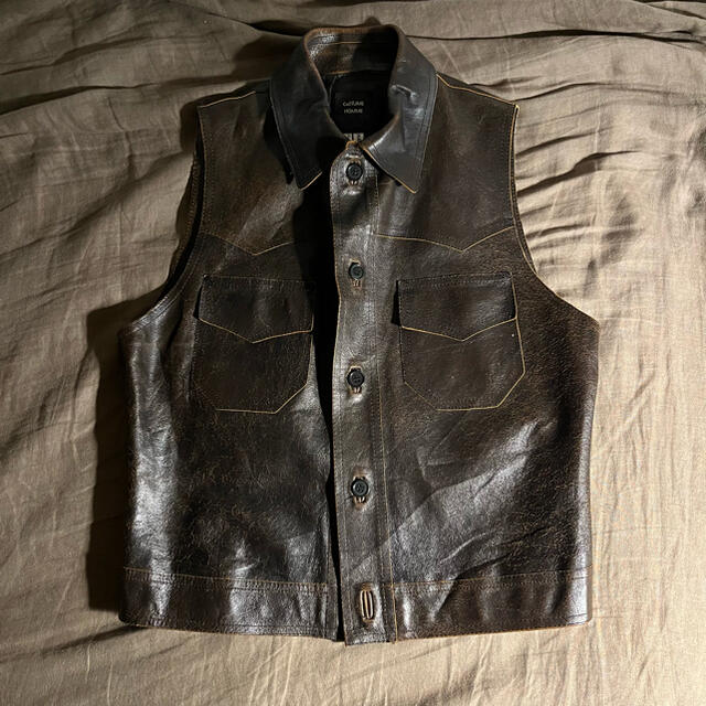 VINTAGE Leather Vest SIZE 48