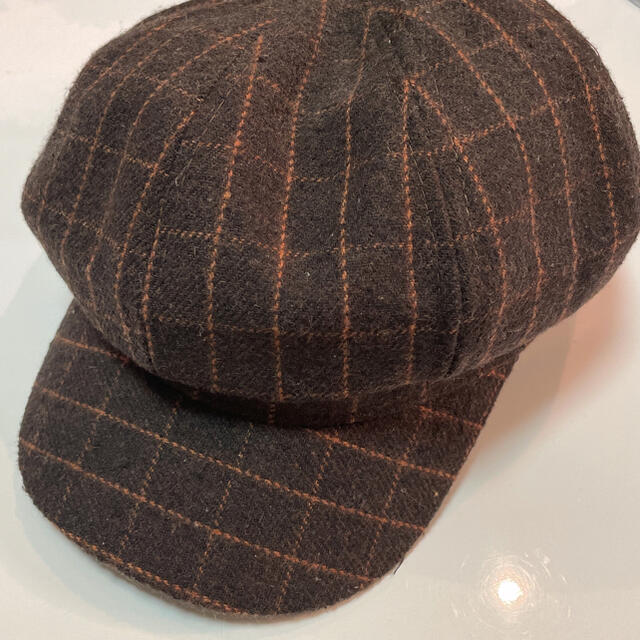 キャスケット チェック柄 ブラウン ベレー帽 キャップ 帽子 レディースの帽子(キャスケット)の商品写真