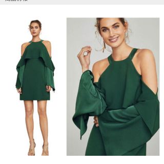 ビーシービージーマックスアズリア(BCBGMAXAZRIA)のちゃそ様専用BCBG MAXAZRIA ラッフルショルダーワンピース(ひざ丈ワンピース)