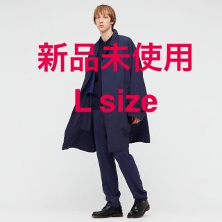 ユニクロ(UNIQLO)の【未使用】ユニクロ ＋J　オーバーサイズステンカラーコート ネイビーLサイズ(ステンカラーコート)