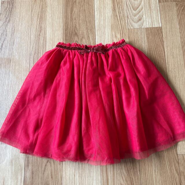 H&M 赤色　チュールスカート　130㎝ キッズ/ベビー/マタニティのキッズ服女の子用(90cm~)(スカート)の商品写真