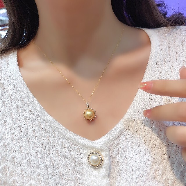 高級】天然南洋真珠 ゴールデンパールペンダントトップk18 | sweatreno.com