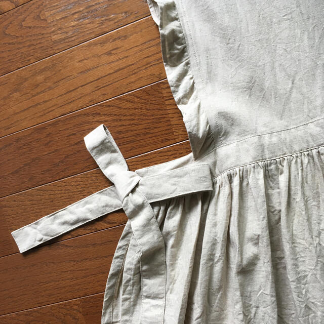 ハンドメイド☆リネンフリルリボンエプロンワンピース