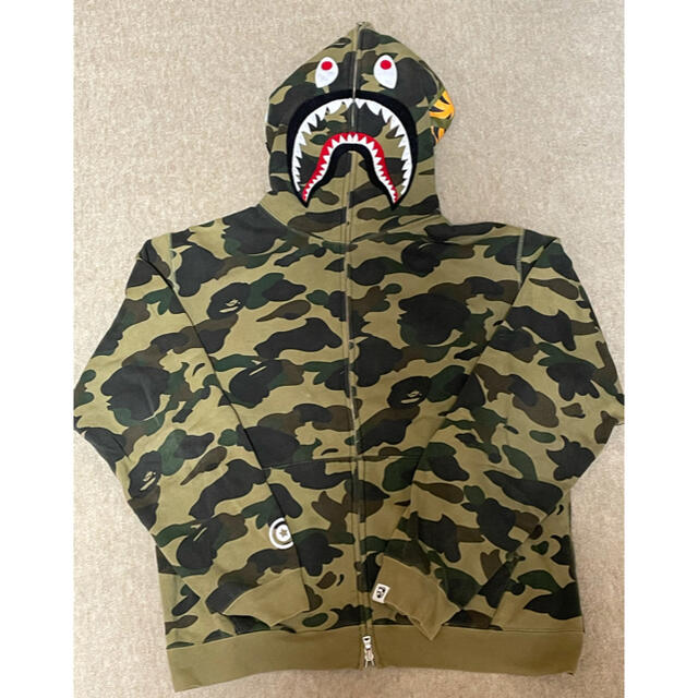 a bathing ape シャークパーカー グリーンカモ 初代 1st Mパーカー