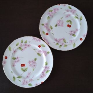 エインズレイ(Aynsley China)の【Aynsley】チェリーブロッサム ケーキ皿 2枚(食器)