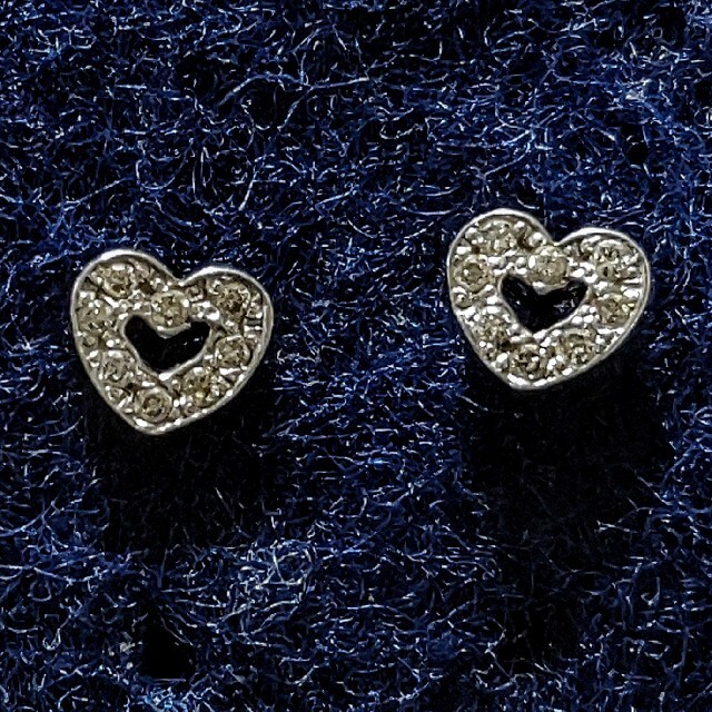 Pt900 ハートモチーフダイヤモンドピアス 0.08ct 中古 ピアス Pt900 ハートモチーフダイヤモンドピアス 0.08ct 中古 ピアス