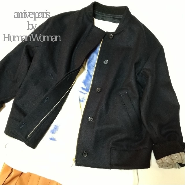 HUMAN WOMAN(ヒューマンウーマン)のArriveparis HUMANWOMAN ジャケット 羽織り MA1 濃紺 メンズのジャケット/アウター(ブルゾン)の商品写真