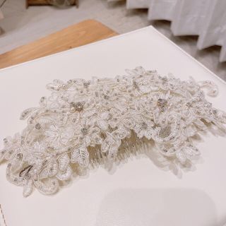 レースボンネ　美品　結婚式(ヘッドドレス/ドレス)