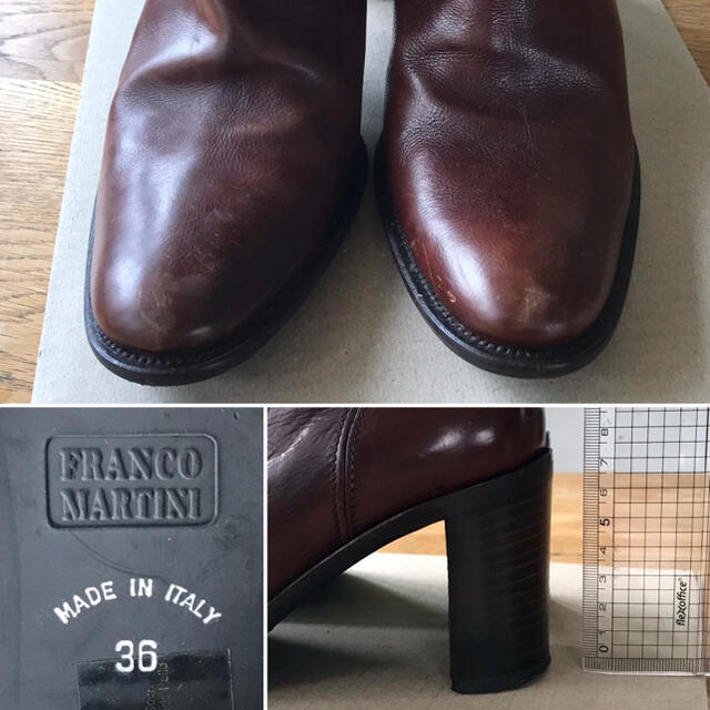 FRANCO MARTINI ロングブーツ　イタリア製　革　ブラウン レディースの靴/シューズ(ブーツ)の商品写真