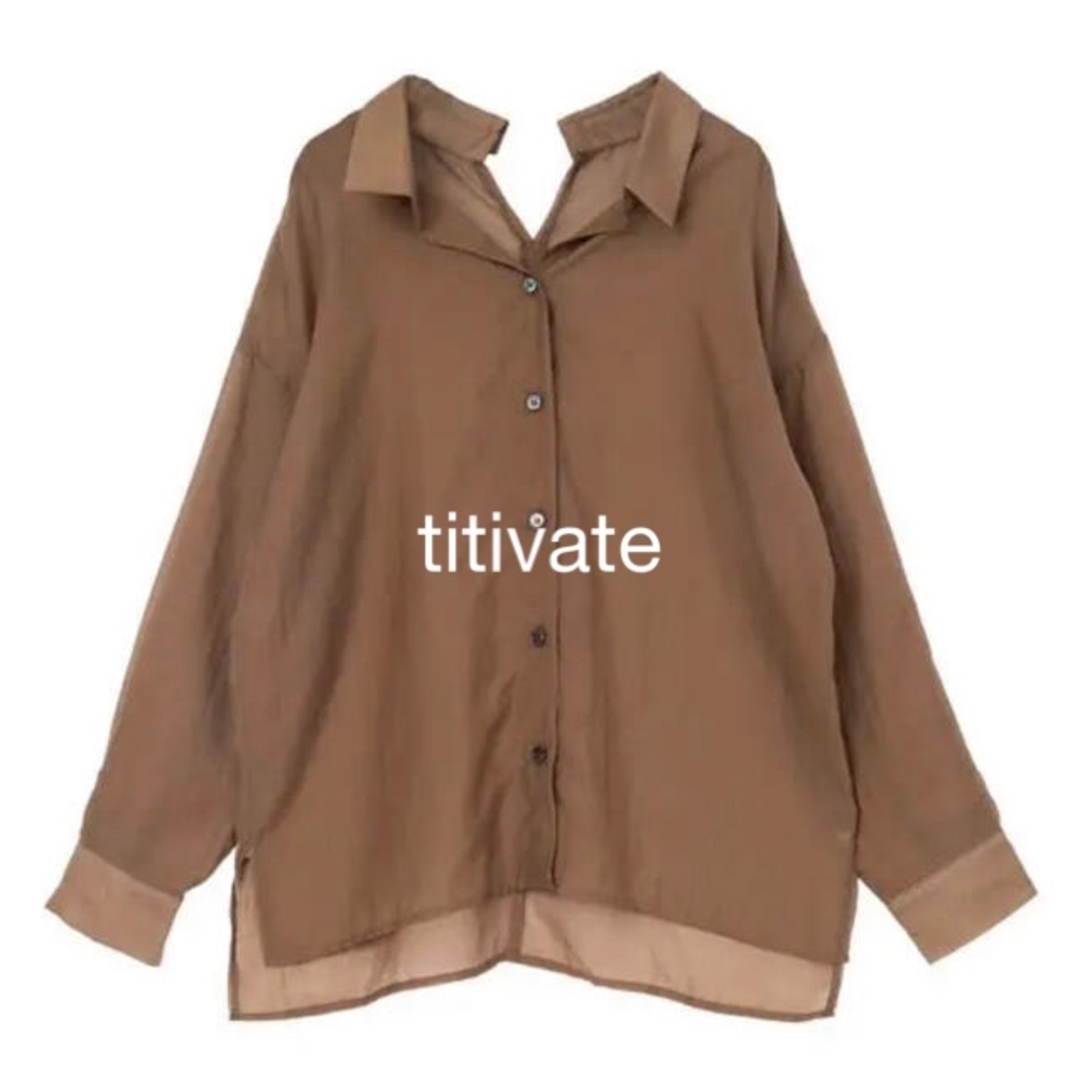 titivate(ティティベイト)のtitivate シアーシャツ　ブラウン レディースのトップス(シャツ/ブラウス(長袖/七分))の商品写真