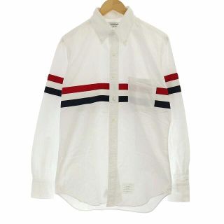 トムブラウン(THOM BROWNE)のトムブラウン 希少 ボタンダウン長袖シャツ トリコロール コットン 3 L 白(シャツ)