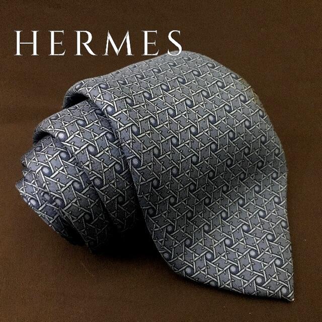 高級品 HERMES エルメス ブルー ブランド ネクタイ